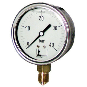Runder Druckmesser 0 bis 40 bar Durchmesser 63mm M1/4" rostfreier Glyzerin-Stahl ohne Schutz- DIFF - 901411