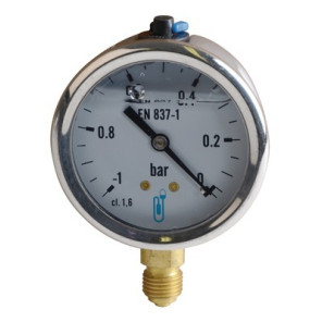 Runder Vakuummesser -1 bis 0 bar Durchmesser 63mm M1/4" Gehäuse aus rostfreiem Stahl mit Glyzerin ohne Schutz- DIFF - 902424