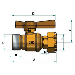 Robinet d'arrêt compteur droit MF 3/4"- DIFF - 110158