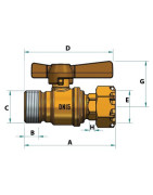 Robinet d'arrêt compteur droit M1/2"xFT3- DIFF - 110159