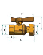 Robinet d'arrêt compteur droit F3/4"xFT3- DIFF - 110161