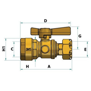 Robinet d'arrêt compteur droit PE25- DIFF - 110165