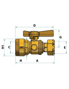 Robinet d'arrêt compteur droit PE25- DIFF - 110165