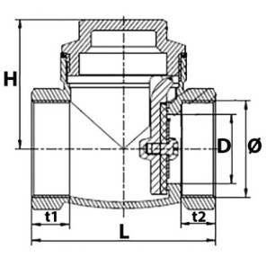 Clapet simple battant siège EPDM F1/2"- DIFF - 110256