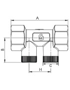 Clapet droit F3/4"xF3/4" avec bouchon plastique G1/4"- DIFF - 110305