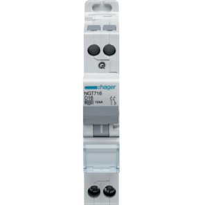 Disjoncteur 1P N 6-10kA courbe D-16A- HAGER - NGT716