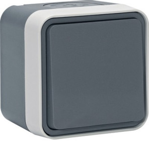 Poussoir CUBYKO inverseur saillie gris- HAGER - WNC022