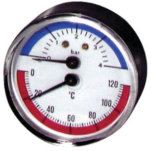 Runder Druckmesser 0 bis 120°C - 0 bis 4 bar Durchmesser 63mm- DIFF - 606030