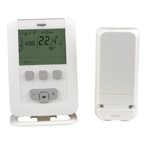 Programmierbarer Raumthermostat HAGER radio EK560 mit Batterien LR3- HAGER - EK560