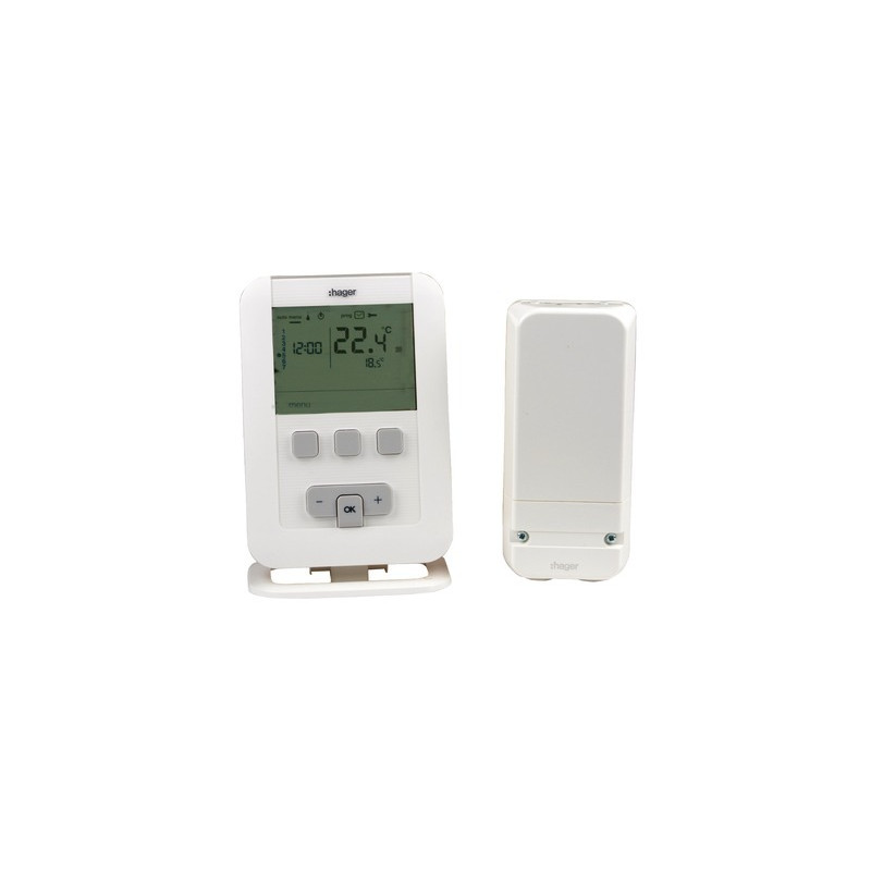 Programmierbarer Raumthermostat HAGER radio EK560 mit Batterien LR3- HAGER - EK560