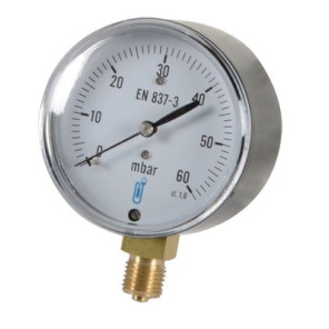 Runder Druckmesser 0 bis 60 mbar Durchmesser 63mm M1/4" mit Anzeige- DIFF - 901470