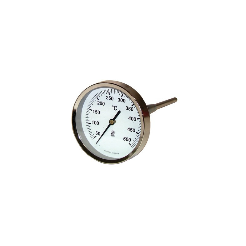 Runder Rauchthermometer 50 bis 500°C Durchmesser 80mm Fühler 15- DIFF - 902040