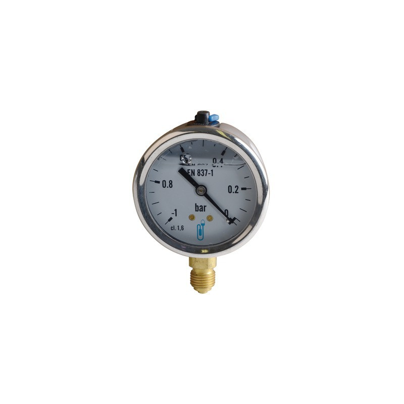 Runder Vakuummesser -1 bis 0 bar Durchmesser 63mm M1/4" Gehäuse aus rostfreiem Stahl mit Glyzerin ohne Schutz- DIFF - 902424