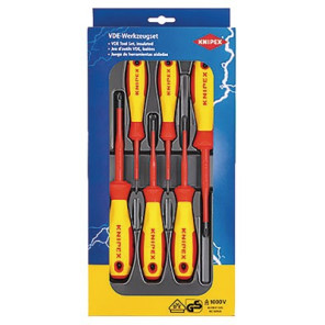 Jeu de 6 tournevis plat/PHILLIPS voltage 1000V- KNIPEX - 00 20 12 V01