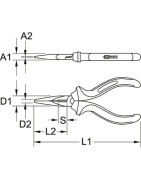 Pince à becs demi-ronde KS, à poignées bi-composants longueur 165 mm- KS TOOLS - 115.1023