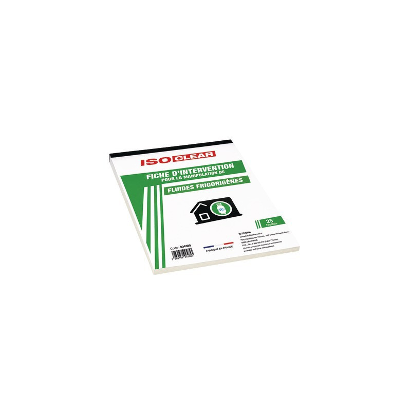 Carnet de 25 fiches d'intervention Froid- DIFF - 904385