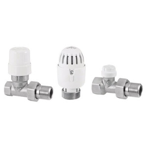 Kit robinet thermostatique droit F1/2" Blanc- RBM - 20790400
