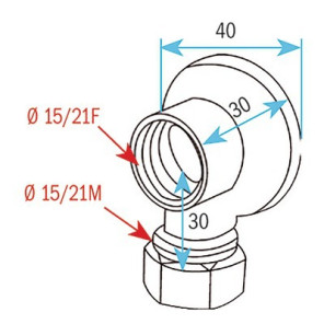 Armatur Wandbefestigung F1/2" bikonisch 12mm- DIFF - 99104