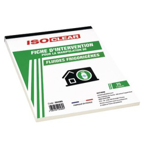 Carnet de 25 fiches d'intervention Froid- ISOCLEAR - 904385