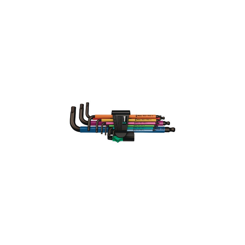 Hex-Plus Multicolour 1 SB Jeu de clés mâles coudées, syst. métrique, BlackLaser, 9 pièces- WERA - 05073593001