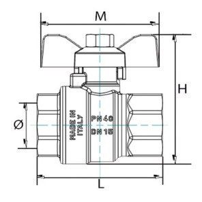 Vanne BS poignée papillon FF1/2"- DIFF - 110024