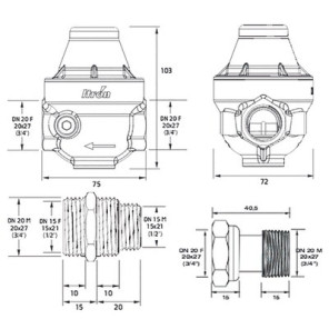 Réducteur ISOBAR multifileté 1/2" à 3/4"- ITRON - ISOPLUSCCMG