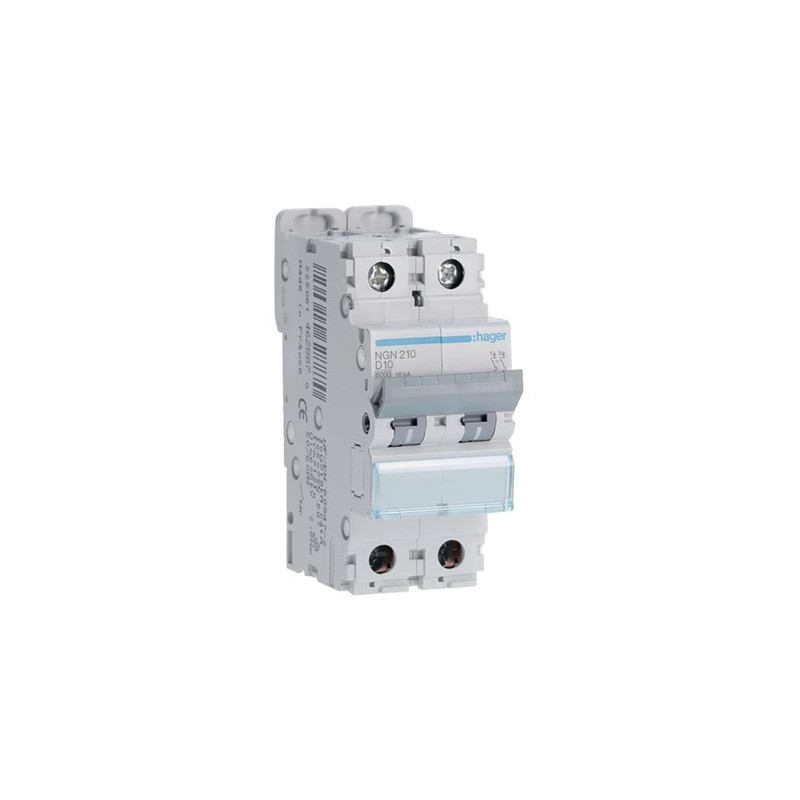Disjoncteur 2P 6-10kA courbe D-25A- HAGER - NGN225